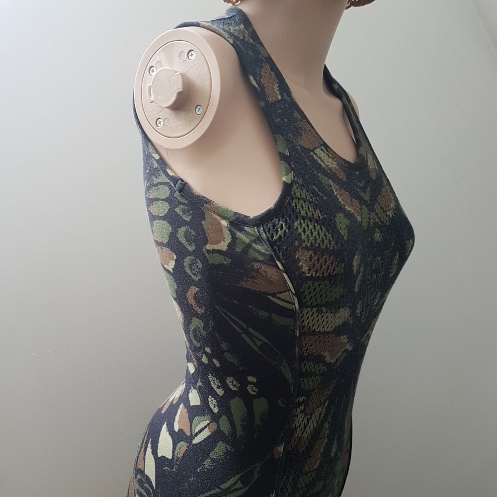 Alexander McQueen MCQ Sleeveless Animal Print Camo Mob Wife Mini Dress Sz S - Picture 7 of 14